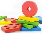 Wooden Educational Preschool Blocks Puzzle for 3 to 5 Year Old Kids Toys - Side View