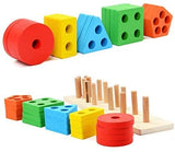 Wooden Educational Preschool Blocks Puzzle for 3 to 5 Year Old Kids Toys - Top-Down View
