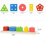 Wooden Educational Preschool Blocks Puzzle for 3 to 5 Year Old Kids Toys - Rear View