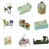 Dollhouse Miniature with Furniture Kit Plus Dust Proof and Music Movement - Happy time (1:24 Scale Creative Room Idea) - Front View