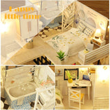 Dollhouse Miniature with Furniture Kit Plus Dust Proof and Music Movement - Happy time (1:24 Scale Creative Room Idea) - Side View