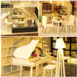 Dollhouse Miniature with Furniture Kit Plus Dust Proof and Music Movement - Happy time (1:24 Scale Creative Room Idea) - Top-Down View