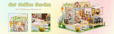 Miniature Dollhouse with Furniture, Music Movement, and Dust Cover - Cat Café Theme (Perfect Valentine's Day Gift) - Low Angle