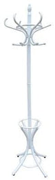 CARLA HOME Elegant White Wooden Coat Rack with 12 Hooks and Umbrella Stand
