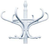 CARLA HOME Elegant White Wooden Coat Rack with 12 Hooks and Umbrella Stand