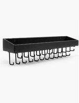 Wall Mount Hanging Jewellery Organiser Holder with 23 Hooks (Black) - Front View