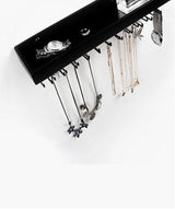 Wall Mount Hanging Jewellery Organiser Holder with 23 Hooks (Black) - 45-Degree Angle