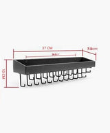 Wall Mount Hanging Jewellery Organiser Holder with 23 Hooks (Black) - Rear View