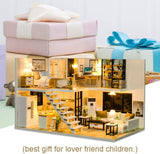 Creative Dollhouse Miniature with Furniture Kit, Dust-Proof Design, and Musical Movement - M9 (1:24 Scale) - Rear View