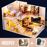 Creative Dollhouse Miniature with Furniture Kit, Dust-Proof Design, and Musical Movement - M9 (1:24 Scale) - Low Angle
