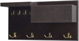 Elegant Brown Wooden Coat Rack with Dual Leather Trays