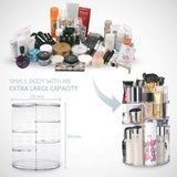 360 Degree Rotation Makeup Organizer Adjustable with Multifunction Cosmetic Storage Box - Front View