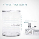360 Degree Rotation Makeup Organizer Adjustable with Multifunction Cosmetic Storage Box - Side View
