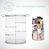 360 Degree Rotation Makeup Organizer Adjustable with Multifunction Cosmetic Storage Box - Top-Down View