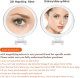 20X Magnifying Hand Mirror Two Sided Use for Makeup Application, Tweezing, and Blackhead/Blemish Removal (15 cm) - Close-Up Angle