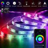 12M LED Strip Lights Rope Light for Bedroom and Home (5050 Lights Strip App with Remote Control) - Low Angle