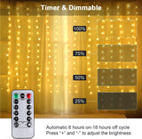 USB Powered 300 LED Curtain String Light with 8 Modes and Remote Control for Bedroom Party Wedding Decorations - Side View