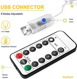 USB Powered 300 LED Curtain String Light with 8 Modes and Remote Control for Bedroom Party Wedding Decorations - Rear View