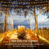 USB Powered 300 LED Curtain String Light with 8 Modes and Remote Control for Bedroom Party Wedding Decorations - Close-Up Angle
