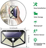100 Waterproof LED Motion Sensor Solar Security Lights Outdoor (2pack) - Front View