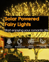 200 LED Solar-Powered Waterproof Fairy Lights with 8 Modes for Outdoor Home and Garden Decoration - Low Angle