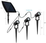 3 x LED Spotlights Powered Solar Garden Lights Outdoor Waterproof (Warm White) - 45-Degree Angle