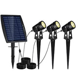 3 x LED Spotlights Powered Solar Garden Lights Outdoor Waterproof (Warm White) - Low Angle
