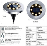 8 Pack LED Solar Pathway Lights Outdoor Solar Ground Lights (Warm White) - Front View