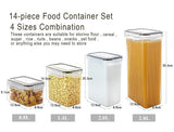 14 Pieces Airtight Food Storage and BPA Free Plastic with Easy Lock Black Lids Labels for Kitchen - Front View