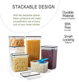 14 Pieces Airtight Food Storage and BPA Free Plastic with Easy Lock Black Lids Labels for Kitchen - Rear View