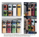 14 Pieces Airtight Food Storage and BPA Free Plastic with Easy Lock Black Lids Labels for Kitchen - Close-Up Angle