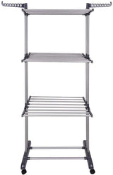 3 Tier Foldable Clothes Drying Rack for Laundry Dryer with Hanger Stand Rail Indoor - Side View