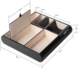 Valet Tray Leather Multi Catch Storage Box for Jewellery Accessories, Keys, Phone, Wallet, Coin, Jewellery (Black) - Top-Down View