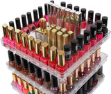 3 Tier 360 Rotating Display Rack Organizer Stand for Clear Nail Polish and Makeup Cosmetics with Acrylic Guard - Front View
