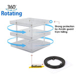 3 Tier 360 Rotating Display Rack Organizer Stand for Clear Nail Polish and Makeup Cosmetics with Acrylic Guard - 45-Degree Angle