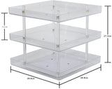 3 Tier 360 Rotating Display Rack Organizer Stand for Clear Nail Polish and Makeup Cosmetics with Acrylic Guard - Rear View