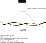 Modern LED Chandelier Lighting Lamps Bedroom Kitchen (Black, L80cm Pendant) - Top-Down View