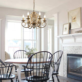 French Country Chandelier, 6 Lights, Rustic - Front View
