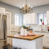 French Country Chandelier, 6 Lights, Rustic - Side View