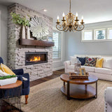 French Country Chandelier, 6 Lights, Rustic - Top-Down View