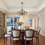 French Country Chandelier, 6 Lights, Rustic - 45-Degree Angle