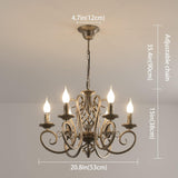 French Country Chandelier, 6 Lights, Rustic - Close-Up Angle
