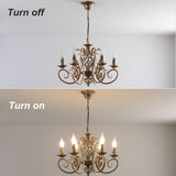 French Country Chandelier, 6 Lights, Rustic - Low Angle