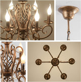 French Country Chandelier, 6 Lights, Rustic - Extra Image