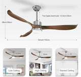 Elegant Brown Ceiling Fan with Integrated LED Lights and Remote Control - Front View
