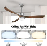 Elegant Brown Ceiling Fan with Integrated LED Lights and Remote Control - Side View