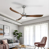 Elegant Brown Ceiling Fan with Integrated LED Lights and Remote Control - 45-Degree Angle