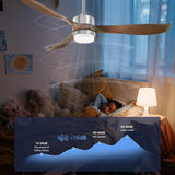 Elegant Brown Ceiling Fan with Integrated LED Lights and Remote Control - Rear View