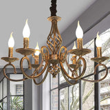 Rustic Chandeliers,6 -Light , French Country - Front View