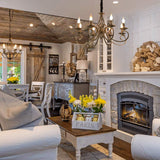 Rustic Chandeliers, 8-Light , French Country ,Vintage Iron - Close-Up Angle